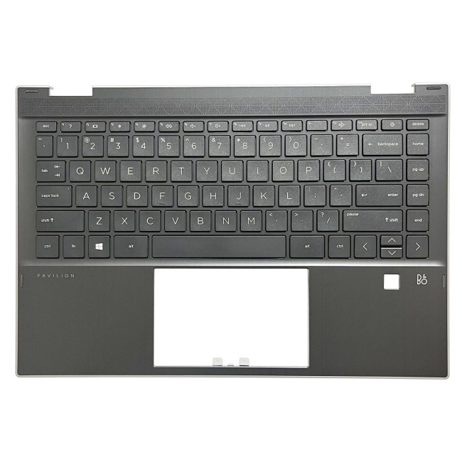HP pavilion x360 14-DW, TPN-Q171, L96518-001, L96530-001, US keyboard palmrest fingerprint plastic - main product image