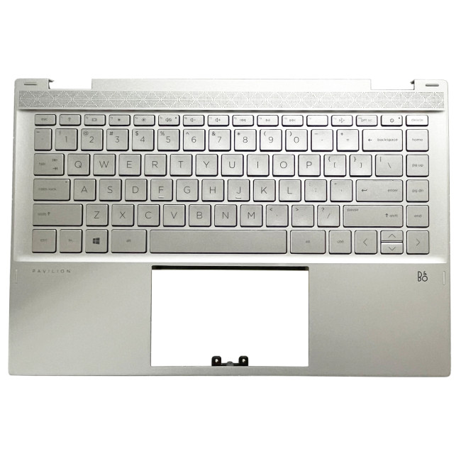 HP pavilion x360 14-DW, TPN-Q171, L96518-001, L96530-001, silver backlit US keyboard palmrest metal - main product image