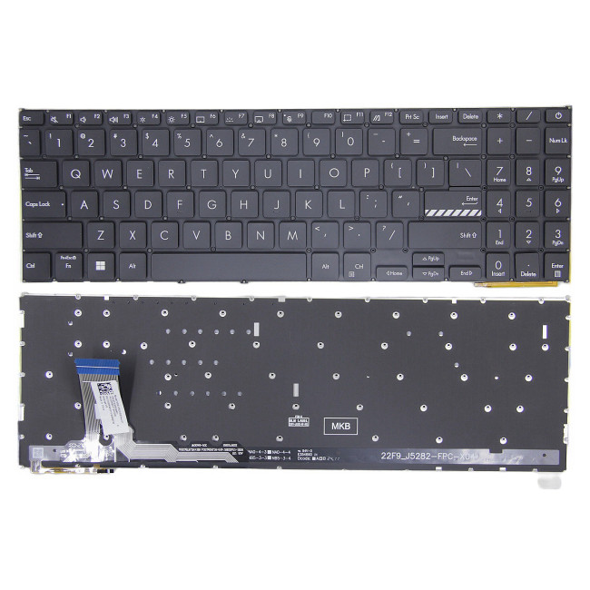 Asus K3605, K3605ZV, K3605VC, K3504, M3504, S3504, E1504, M3605, backlit US keyboard black - main product image