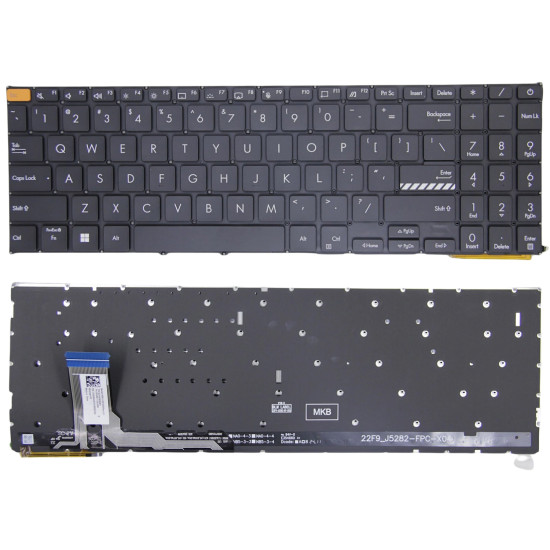 Asus K3605, K3605ZV, K3605VC, K3504, M3504, S3504, E1504, M3605, backlit US keyboard black orange - main product image