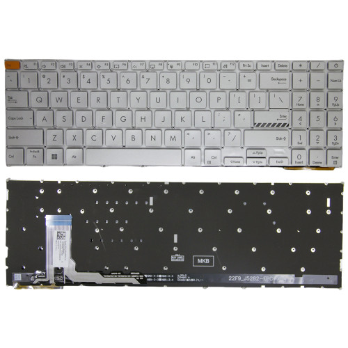 Asus K3605, K3605ZV, K3605VC, K3504, M3504, S3504, E1504, M3605, backlit US keyboard silver orange - main product image