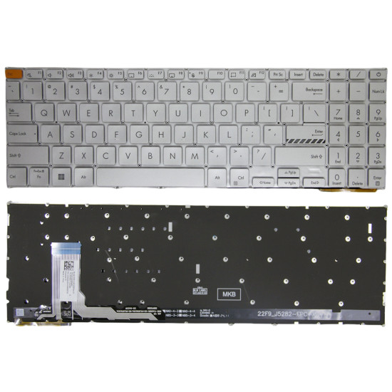 Asus K3605, K3605ZV, K3605VC, K3504, M3504, S3504, E1504, M3605, backlit US keyboard silver orange - main product image