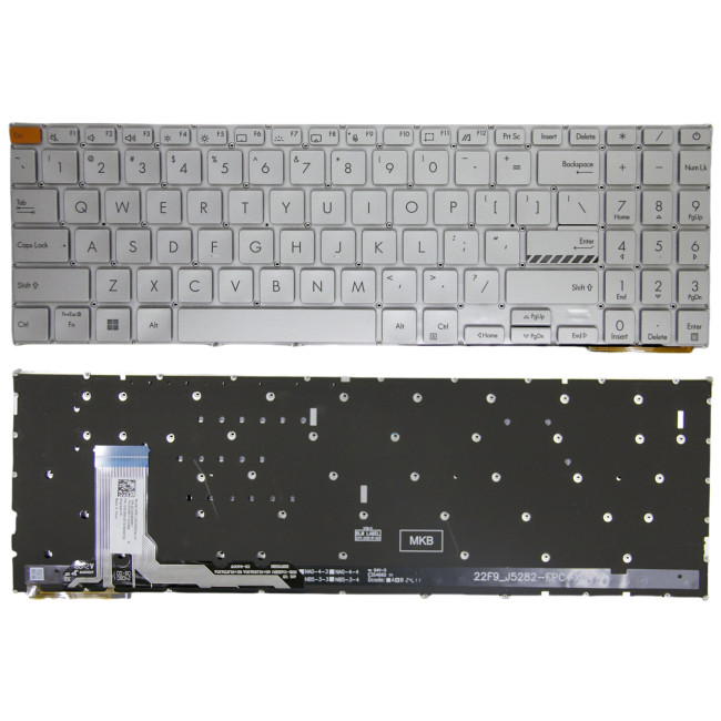 Asus K3605, K3605ZV, K3605VC, K3504, M3504, S3504, E1504, M3605, backlit US keyboard silver orange - main product image