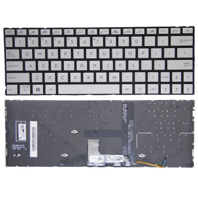 Asus ZenBook UX334, UX334U, U334U, UX334A, silver backlit US keyboard