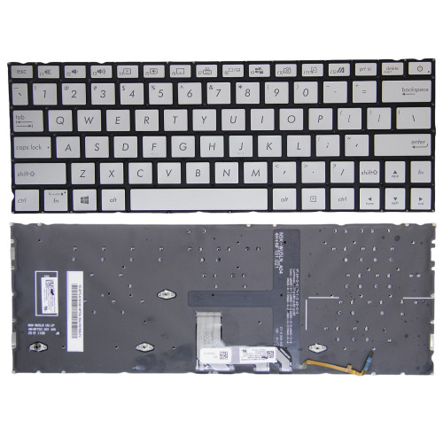 Asus ZenBook UX334, UX334U, U334U, UX334A, silver backlit US keyboard - main product image