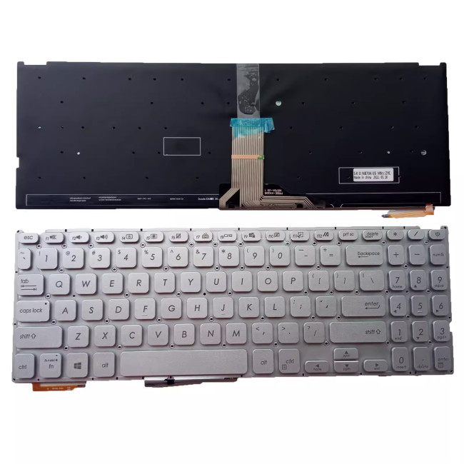 Asus X509 X509F X509FA UA 9DA X509BA X509JA X509JB silver backlit US keyboard - main product image
