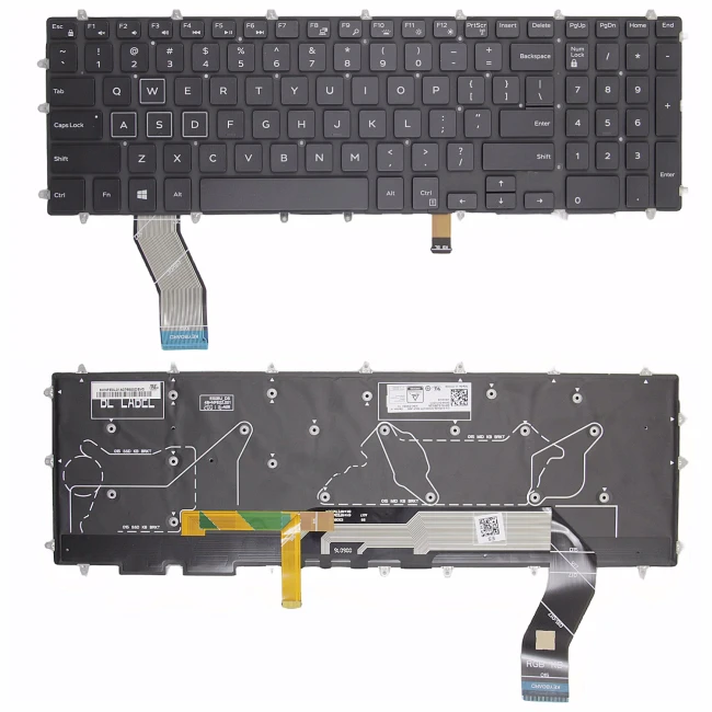 Dell G5 5590 5575 5500 G7 7790 7580 G3 3590 P72F P71F black RGB backlit US keyboard OEM - main product image