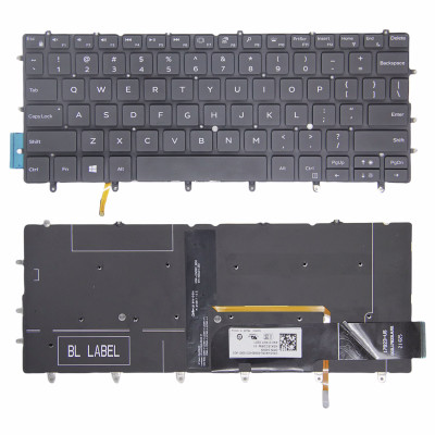 Dell XPS 13 9370 9375 9380 9317 9305 P82G 7390 black backlit US keyboard
