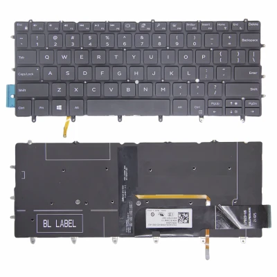 Dell XPS 13 9370 9375 9380 9317 9305 P82G 7390 black backlit US keyboard