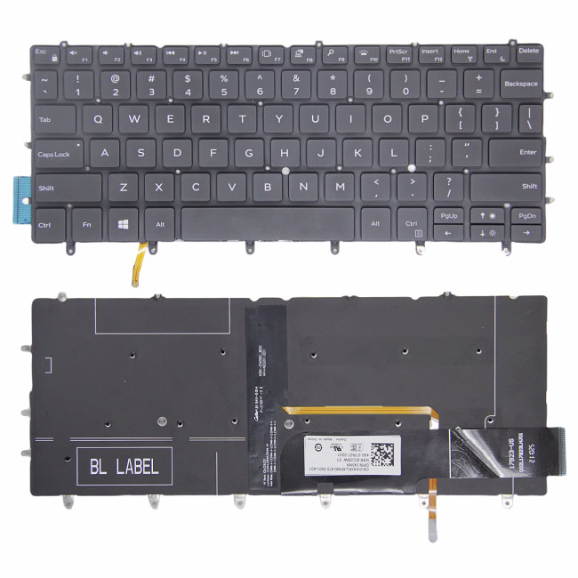 Dell XPS 13 9370 9375 9380 9317 9305 P82G 7390 black backlit US keyboard - main product image