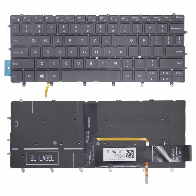 Dell XPS 13 9370 9375 9380 9317 9305 P82G 7390 black backlit US keyboard - main product image
