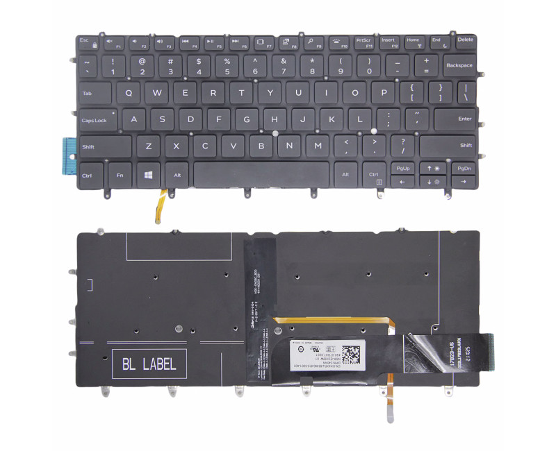Dell XPS 13 9370 9375 9380 9317 9305 P82G 7390 black backlit US keyboard - additional view 