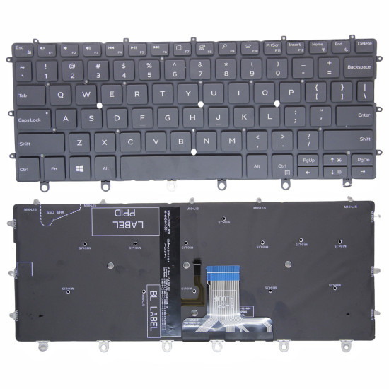 Dell XPS 13 9365 2-in-1, P71G, P71G001, black backlit US keyboard original - main product image