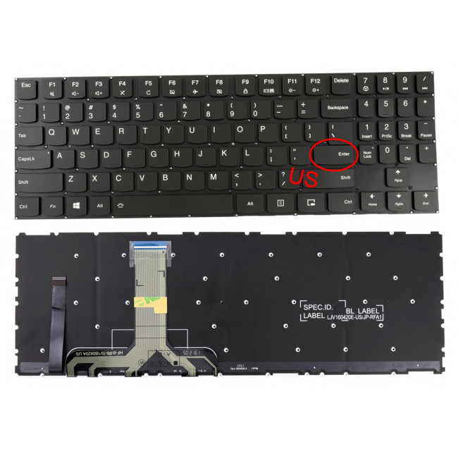 Lenovo Y540-15, Y540-15ICH, Y540-15IRH, Y540-17, Y540-17IRH, black RGB backlit US keyboard - main product image