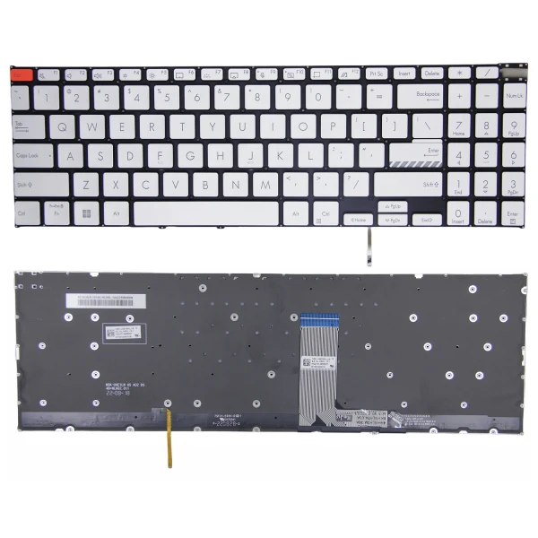 Asus Vivobook Pro15 K6602Z, K6502V, N7600, N7601Z, M7600Q, silver backlit US keyboard - main product image