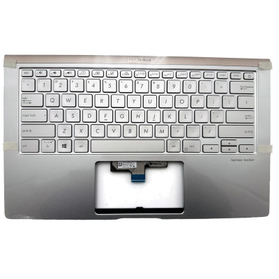 Asus Zenbook UX433, UX433F, silver backlit US keyboard palmrest