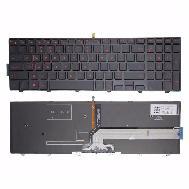 Dell Inspiron 15 3549 3542 3543 3558 5559 5577 5545 5548 3559 red backlit US keyboard - main product image
