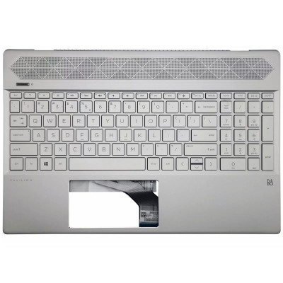 HP 15-CS, 15-CW, TPN-Q208, TPN-Q210, backlit US keyboard palmrest silver integrated graphics