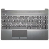 HP 15S-DU, 15S-DY, 15S-DR, 15S-GW, 15S-CS, 15S-DW, TPN-C139, 250 G8, black US keyboard palmrest Brushed
