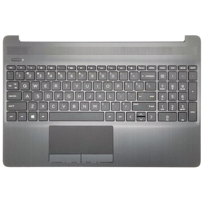 HP 15S-DU, 15S-DY, 15S-DR, 15S-GW, 15S-CS, 15S-DW, TPN-C139, 250 G8, black US keyboard palmrest Brushed - main product image