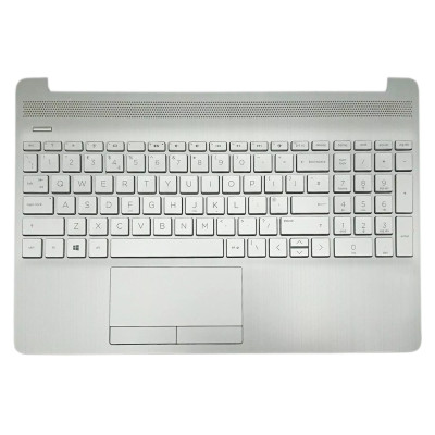 HP 15S-DU, 15S-DY, 15S-DR, 15S-GW, 15S-CS, 15S-DW, TPN-C139, 250 G8, silver US keyboard palmrest