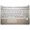 HP 15S-DU, 15S-DY, 15S-DR, 15S-GW, 15S-CS, 15S-DW, TPN-C139, 250 G8, silver backlit US keyboard palmrest fingerprint hole