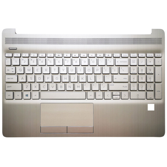 HP 15S-DU, 15S-DY, 15S-DR, 15S-GW, 15S-CS, 15S-DW, TPN-C139, 250 G8, silver backlit US keyboard palmrest fingerprint hole - main product image