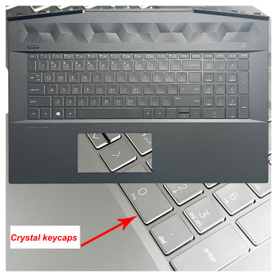 HP 17-CD, TPN-C142, backlit US keyboard palmrest Crystal keycaps