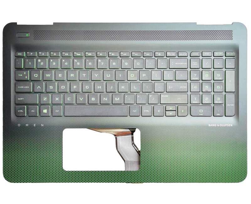 HP omen 15-AX, 15-BC, 15-DP, TPN-Q173, backlit US keyboard palmrest deep green - additional view 