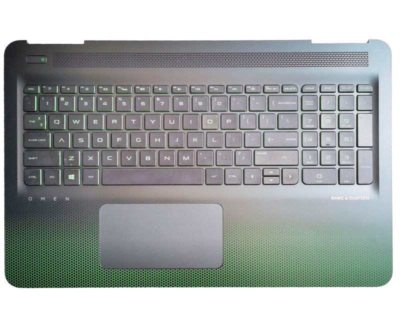 HP omen 15-AX, 15-BC, 15-DP, TPN-Q173, backlit US keyboard palmrest deep green touchpad - additional view 
