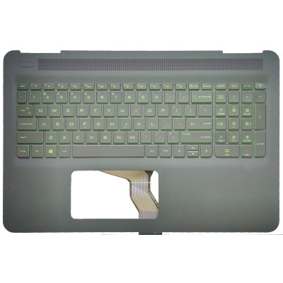 HP omen 15-AX, 15-BC, 15-DP, TPN-Q173, backlit US keyboard palmrest green
