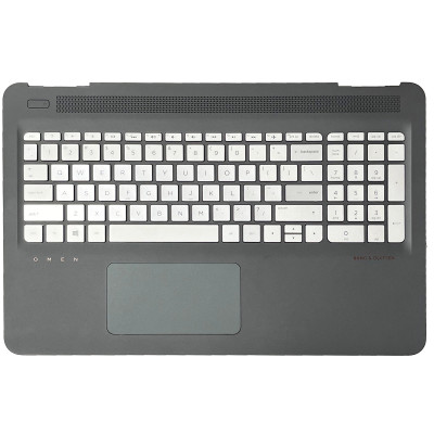 HP omen 15-AX, 15-BC, 15-DP, TPN-Q173, backlit US keyboard palmrest silver touchpad