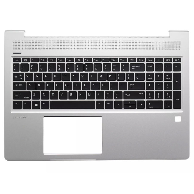 HP ProBook 450 G6, 455 G6, 450 G7, 455R G7, backlit US keyboard palmrest silver, L45090-001 - main product image