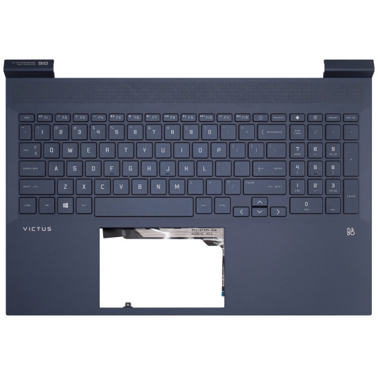 HP Victus 16-D, 16-E, TPN-Q263, TPN-Q264, backlit US Keyboard Palmrest blue No Air outlet on right side - main product image