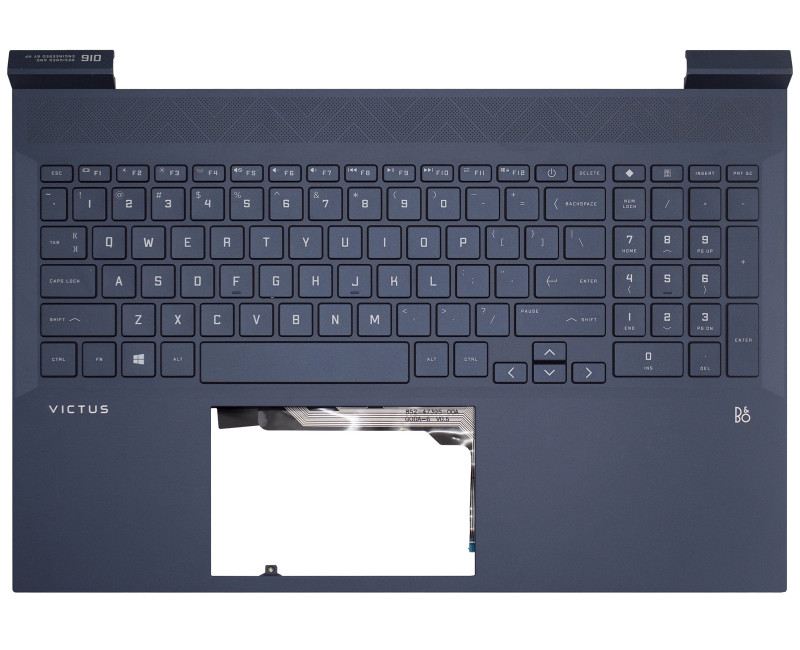 HP Victus 16-D, 16-E, TPN-Q263, TPN-Q264, backlit US Keyboard Palmrest blue No Air outlet on right side - additional view 