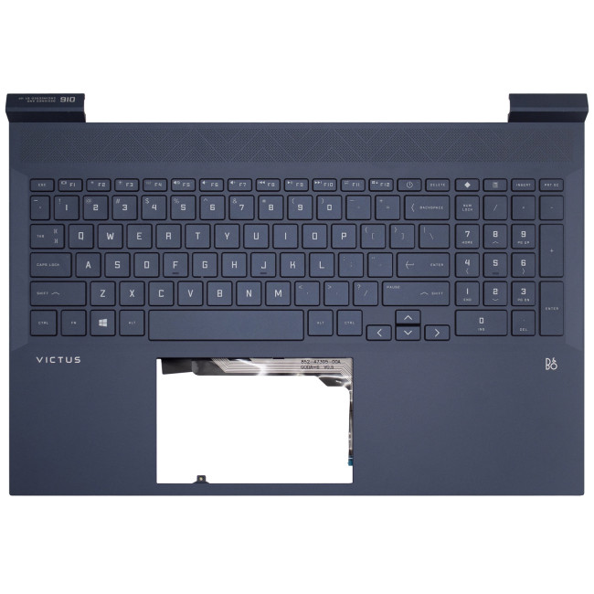 HP Victus 16-D, 16-E, TPN-Q263, TPN-Q264, backlit US Keyboard Palmrest blue - main product image