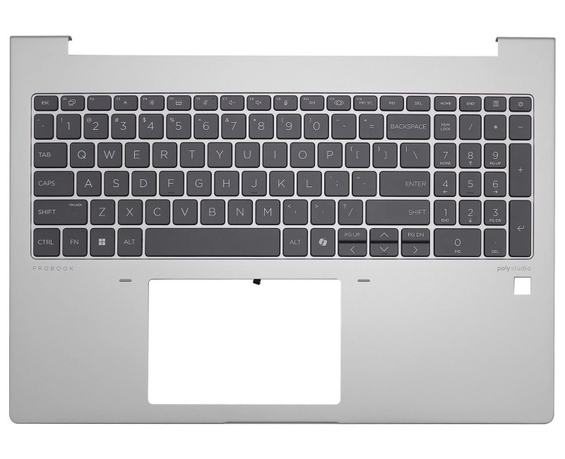 HP Probook 460 G11, 465 G11, silver backlit US keyboard palmrest - additional view 