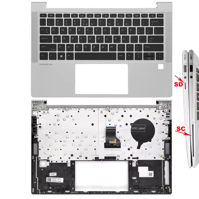 HP Probook 430 G8 palmrest topcase cover C case silver with SC US keyboard - main product image