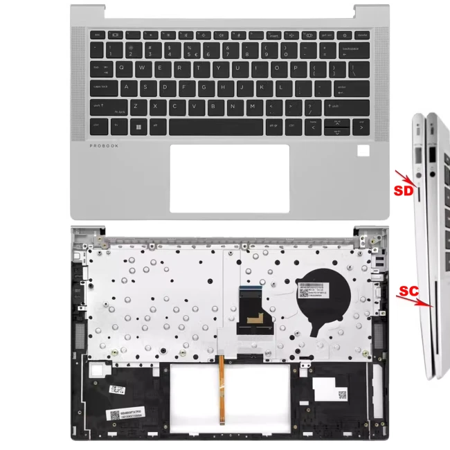 HP Probook 430 G8 palmrest topcase cover C case silver with SC backlit US keyboard - main product image