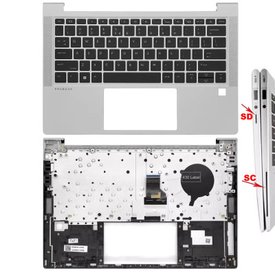 HP Probook 430 G8 palmrest topcase cover C case silver with SD US keyboard