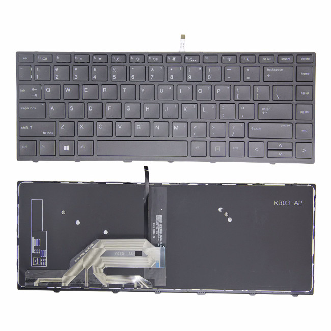 HP 430 G5, 440 G5, 445 G5, 640 G4 G5, black frame backlit US keyboard OEM - main product image