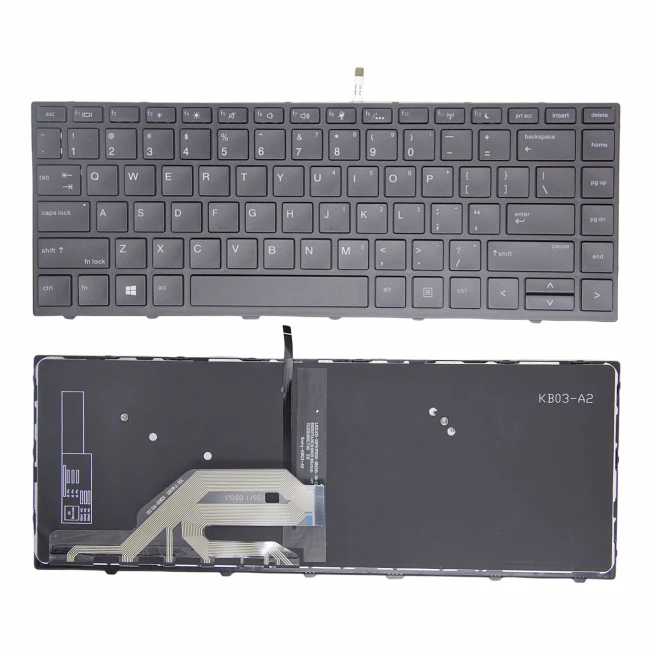 HP 430 G5, 440 G5, 445 G5, 640 G4 G5, black frame backlit US keyboard OEM - main product image