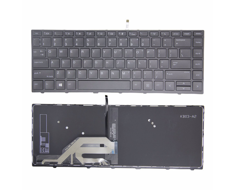 HP 430 G5, 440 G5, 445 G5, 640 G4 G5, black frame backlit US keyboard OEM - additional view 
