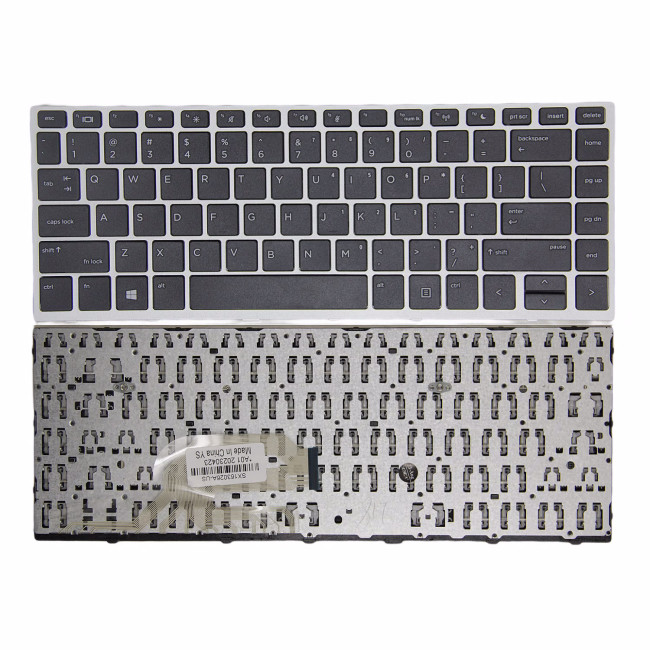 HP 430 G5, 440 G5, 445 G5, 640 G4 G5, silver frame US keyboard OEM - main product image