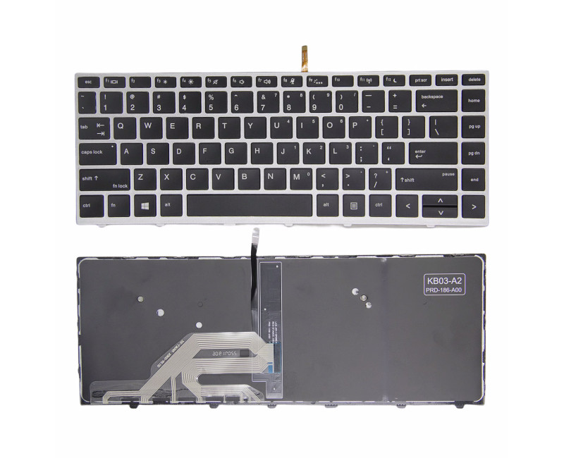 HP 430 G5, 440 G5, 445 G5, 640 G4 G5, silver frame backlit US keyboard OEM - additional view 