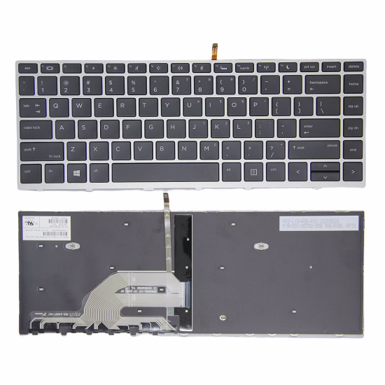 HP 430 G5, 440 G5, 445 G5, 640 G4 G5, silver frame backlit US keyboard original - main product image