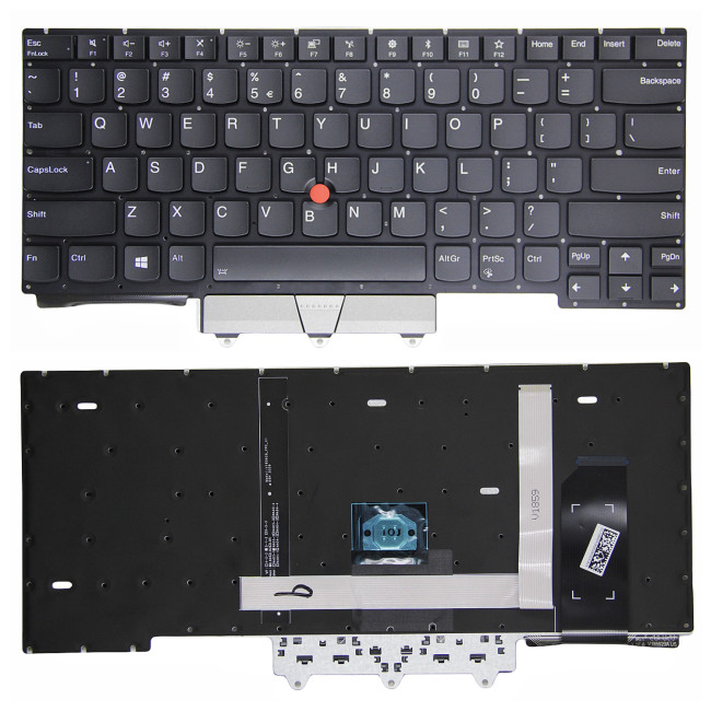 Lenovo Thinkpad E14 GEN 1, E14 GEN 2, E14 GEN 3, E14 GEN 4, R14 Gen 2, S3 Gen 2, black backlit US keyboard original silver - main product image