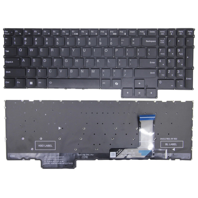 Lenovo IdeaPad Gaming 3 16IAH7, Gaming 3 16ARH7, Gaming 3 15IAH7, Gaming 3 15ARH7, Y9000X R9000X 2022, black backlit US keyboard AI - main product image