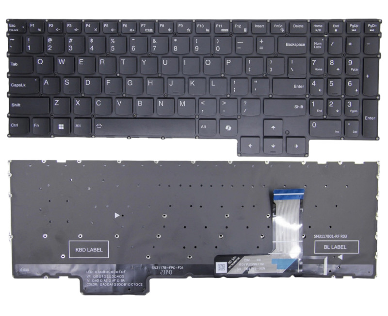 Lenovo Legion S7-16ARHA7, S7-16IAH7, black backlit US keyboard AI - additional view 