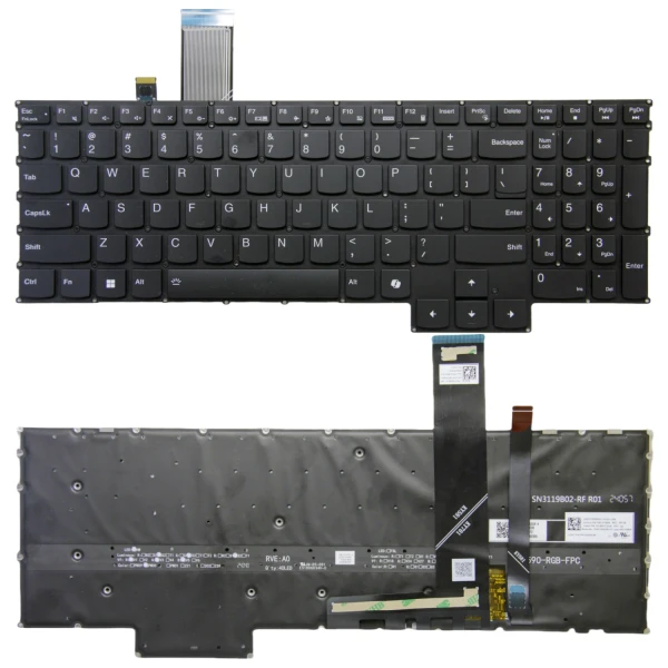 Lenovo Legion 5 15IRX9 15APH9, Legion pro 5 16IRX9, Legion pro 7 16IRX9H, black RGB backlit US keyboard - main product image